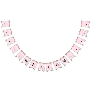 Bannière de Bunting rose personnalisable - Bienven