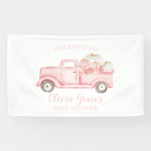 Bannière de camion rose pour Baby Shower A Little 