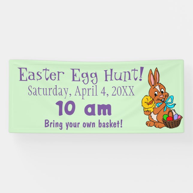 Bannière de chasse aux œufs de Pâques Bunny et Chi (Horizontal)