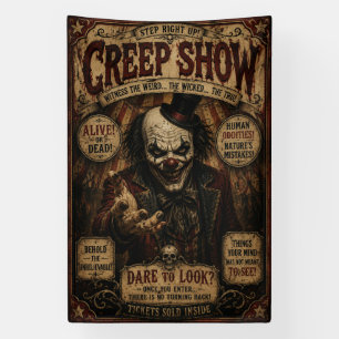 Bannière de cirque vintage de freak show étrange