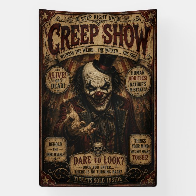 Bannière de cirque vintage de freak show étrange (Verticale)