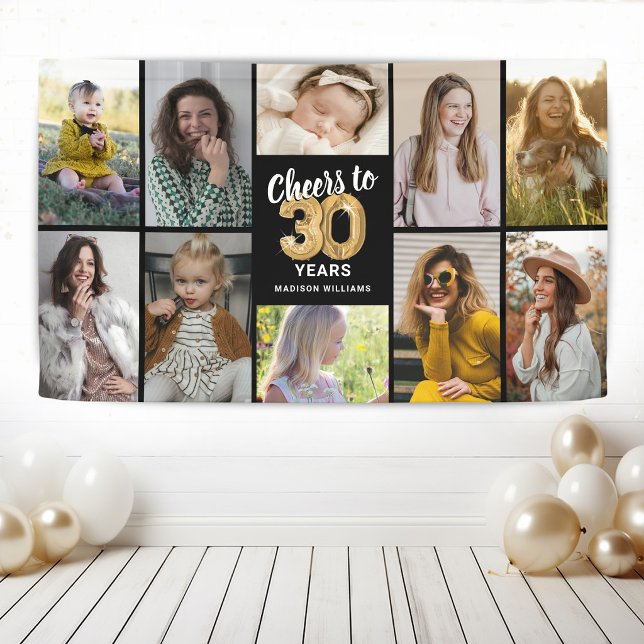 Bannière de collage de photos d'anniversaire 30 an (Créateur téléchargé)