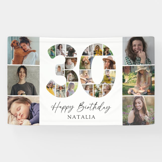 Bannière de collage photo d'anniversaire 30 ans mo (Horizontal)