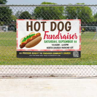 Bannière de collecte de fonds Hot Dog avec code qr