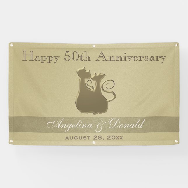 Bannière de couple de chats pour anniversaire de m (Horizontal)