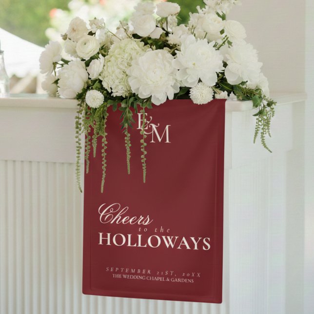 Bannière de décoration de réception de mariage Old (Old Money Wedding Couple Cocktail Hour Bar Banner)