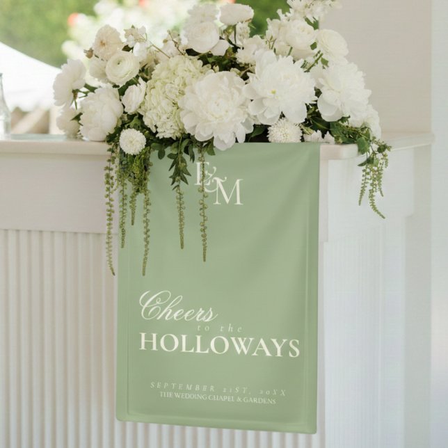 Bannière de décoration de réception de mariage Old (Old Money Wedding Couple Cocktail Hour Bar Banner)