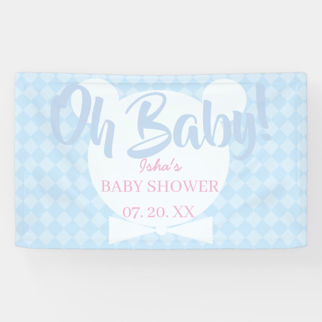 Bannière de décoration murale bleu clair Oh Baby p (Horizontal)