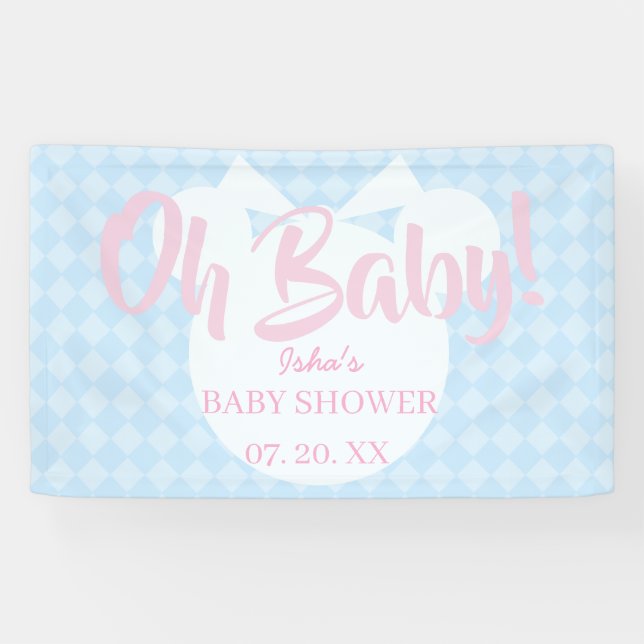 Bannière de décoration murale bleu clair Oh Baby p (Horizontal)