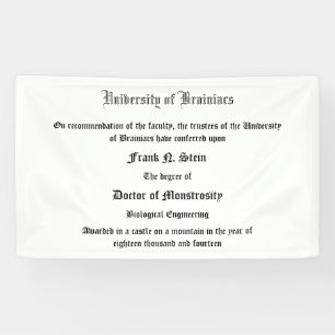 Bannière de diplôme de Dr. Frank N. Stein
