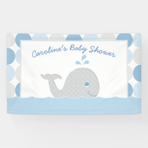Bannière de douche pour bébé baleine en bleu et gr