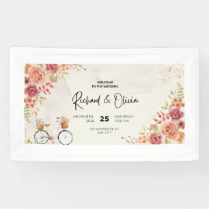 Bannière de faire-part de mariage floral romantiqu