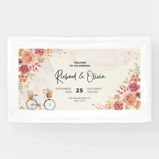 Bannière de faire-part de mariage floral romantiqu (Horizontal)