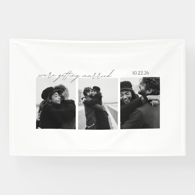 Bannière de faire-part de mariage Noir & Blanc – R (Horizontal)