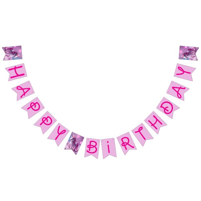 Bannière de fanion licorne rose pour anniversaire (Tout)