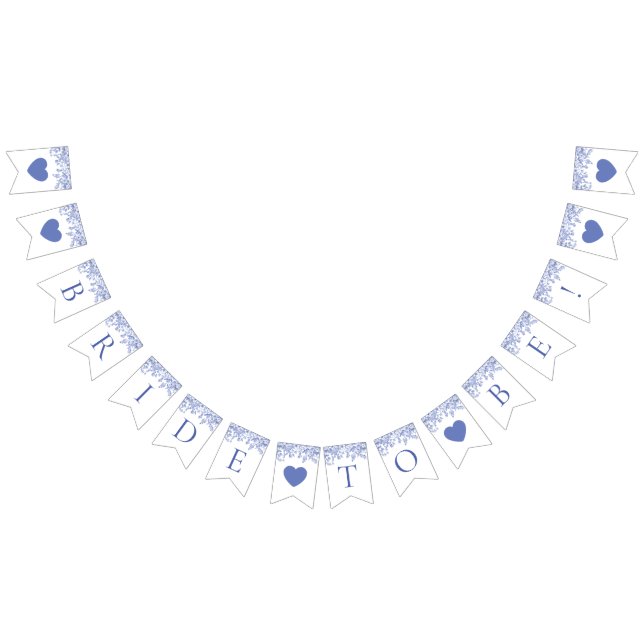 Bannière de fanions de mariage à fleurs bleues vin (Tout)