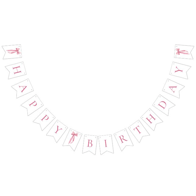Bannière de fanions Joyeux Anniversaire Rose Moder (Tout)