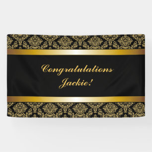 Bannière de félicitations Black Gold Damask