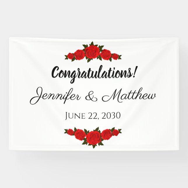 Bannière de félicitations de mariage personnalisée (Horizontal)