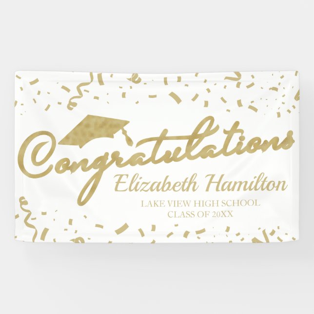 Bannière de Félicitations Or et Blanc pour la Remi (Horizontal)