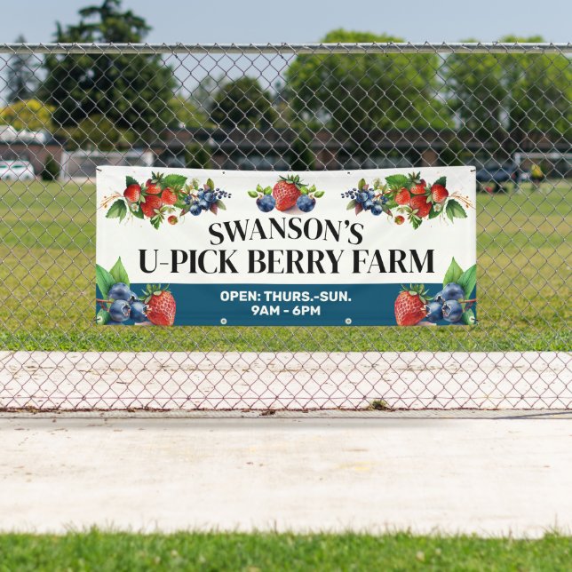 Bannière de ferme de baies personnalisée à cueilli (En situation)