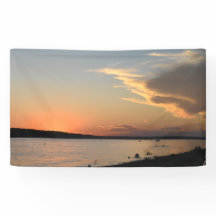 Bannière de fête avec conception de coucher de sol