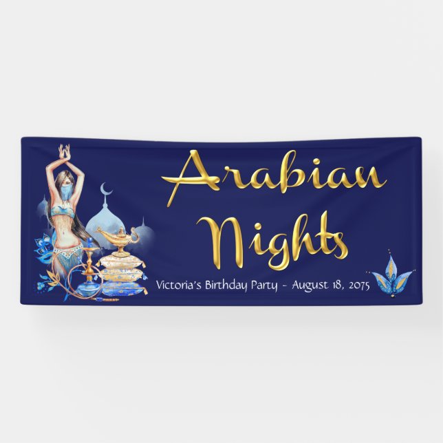 Bannière de fête d'anniversaire Arabian Nights (Horizontal)