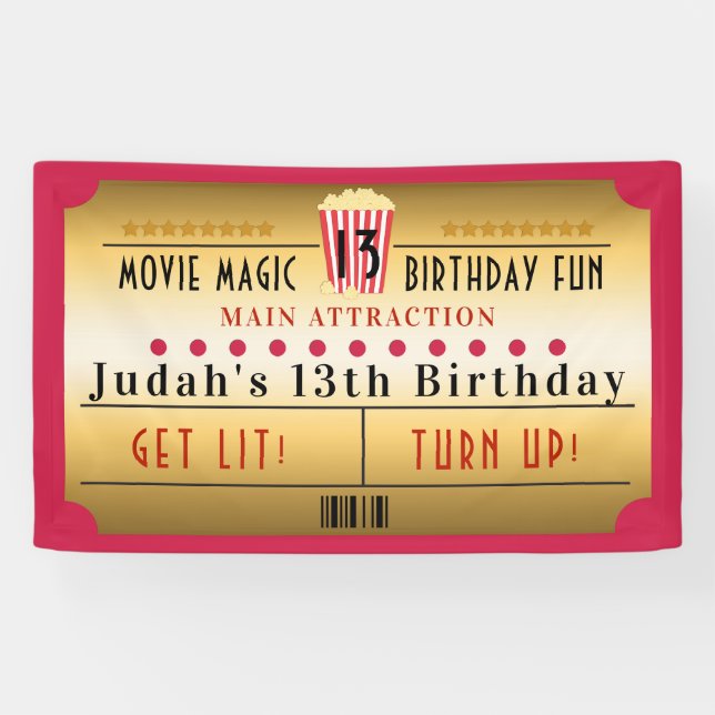 Bannière de fête d'anniversaire de billet de pop-c (Horizontal)