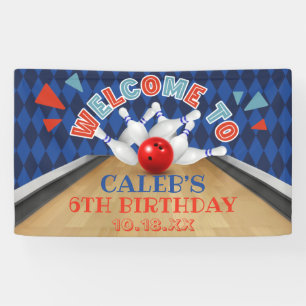 Bannière de fête d'anniversaire de bowling Rayure