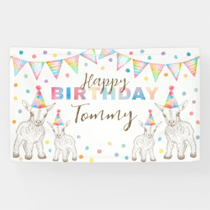 Bannière de fête d'anniversaire de chèvre à l'aqua