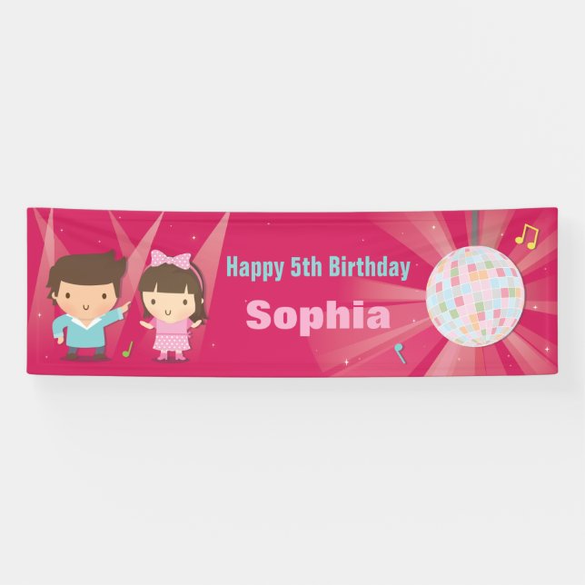 Bannière de fête d'anniversaire de danse pour enfa (Horizontal)