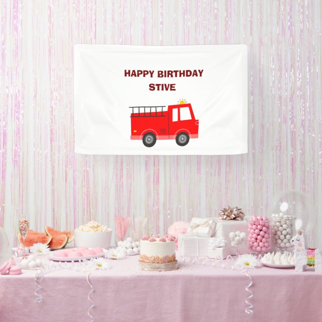 Bannière de fête d'anniversaire de Firetruck (Fête)