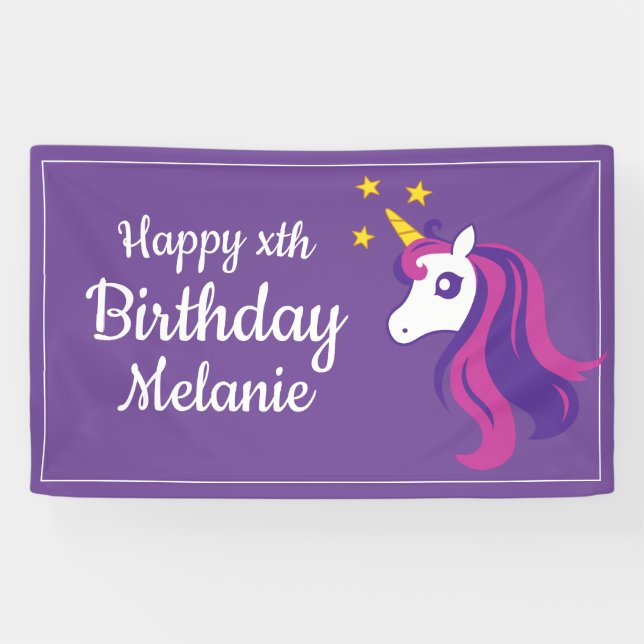 Bannière de fête d'anniversaire de la fille rose (Horizontal)