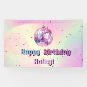 Bannière de fête d'anniversaire de Pink Disco