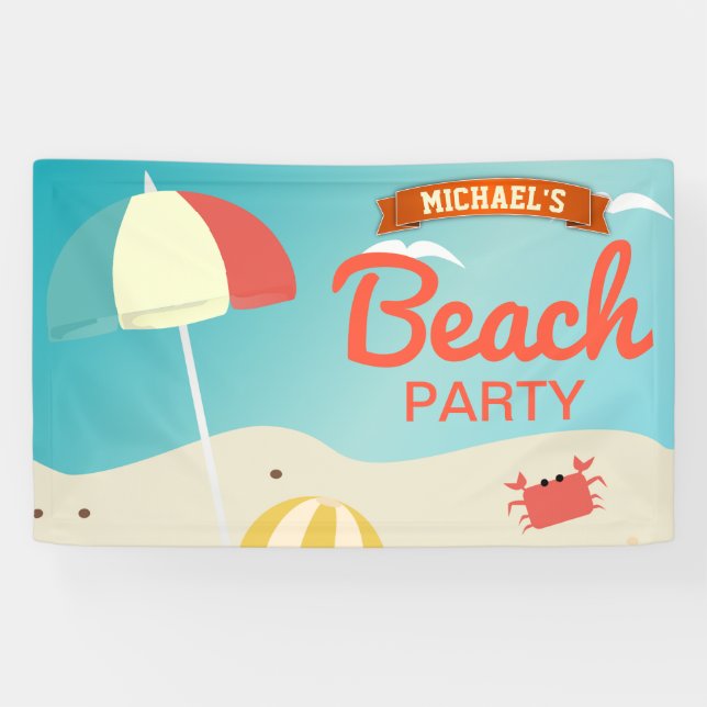 Bannière de fête d'anniversaire de plage (Horizontal)