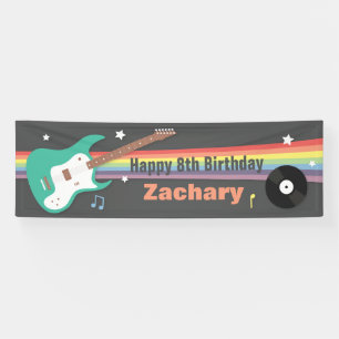 Bannière de fête d'anniversaire de rockstar arc-en