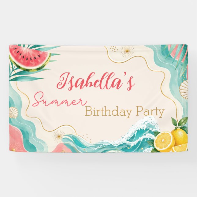 Bannière de fête d'anniversaire d'été personnalisé (Horizontal)