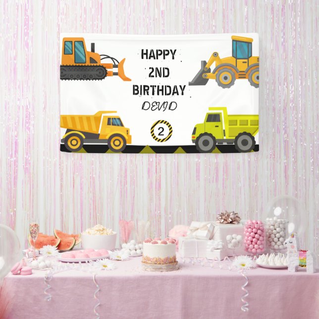 Bannière de fête d'anniversaire du camion de const (Fête)