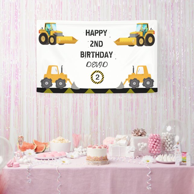 Bannière de fête d'anniversaire du camion de const (Fête)