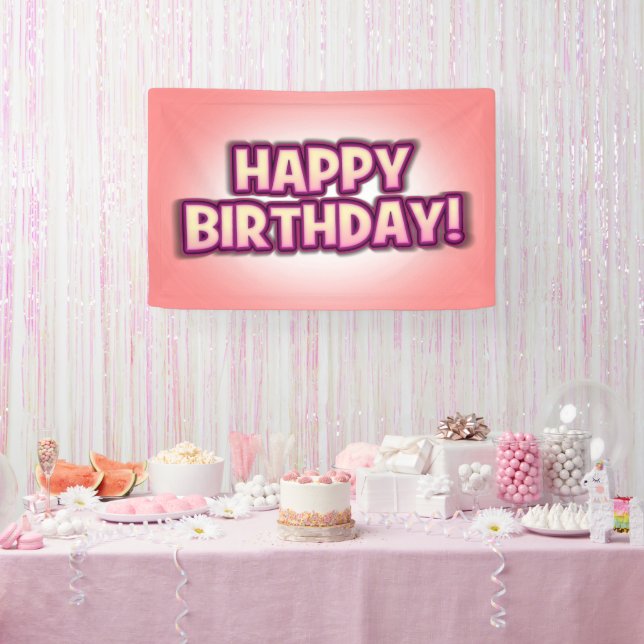 Bannière de fête d'anniversaire "En rose" réutilis (Fête)