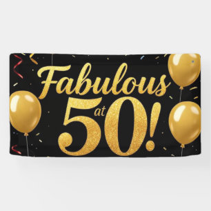 Bannière de fête d'anniversaire Fabulous à 50 ans