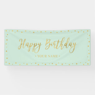 Bannière de fête d'anniversaire Gold & Mint Happy 