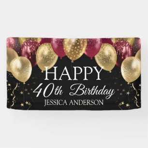 Bannière de fête d'anniversaire Marron doré