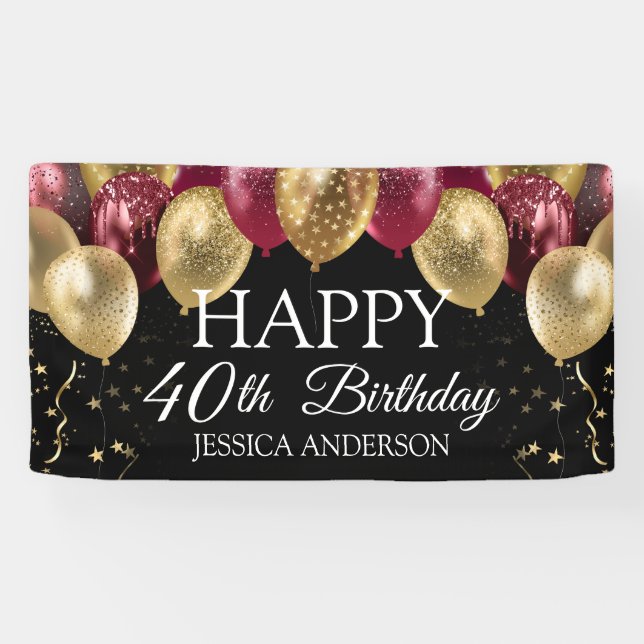 Bannière de fête d'anniversaire Marron doré (Horizontal)