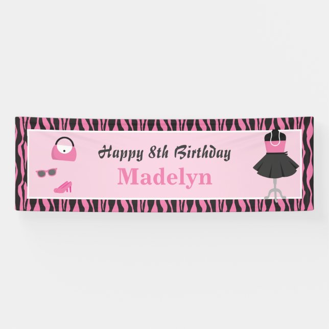 Bannière de fête d'anniversaire pour filles du déf (Horizontal)