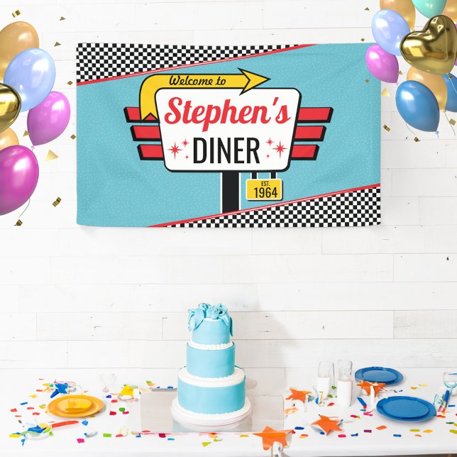 Bannière de fête d'anniversaire rétro Sock Hop de  (Diner Birthday Banner)