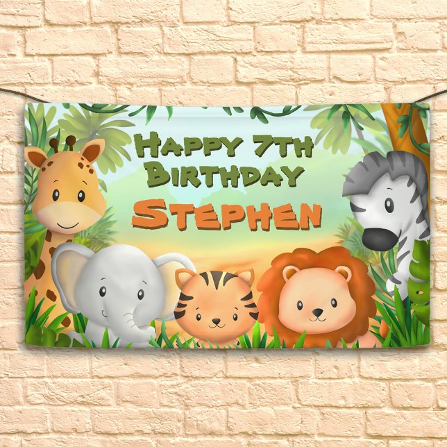 Bannière de fête d'anniversaire Safari (Safari Birthday Banner)