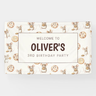 Bannière de fête d'anniversaire Souris et Cookies