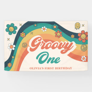 Bannière de fête d'anniversaire super One Retro