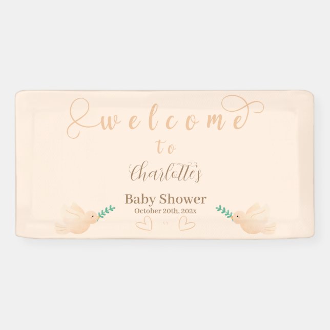 Bannière de fête de bébé pour un bébé colombe mign (Horizontal)